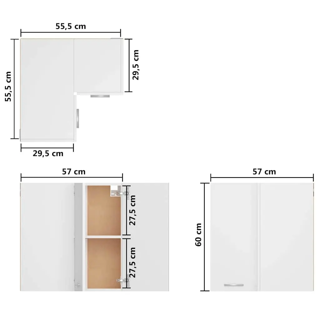 White Hanging Corner Cabinet for Kitchen Use