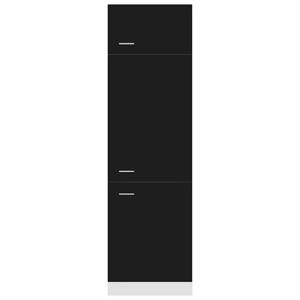 Refrigerator Cabinet Black 60x57x207 cm Kitchen Storage Cupboard 3 Doors 4