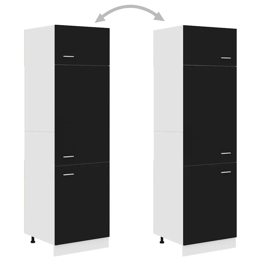 Refrigerator Cabinet Black 60x57x207 cm Kitchen Storage Cupboard 3 Doors 4