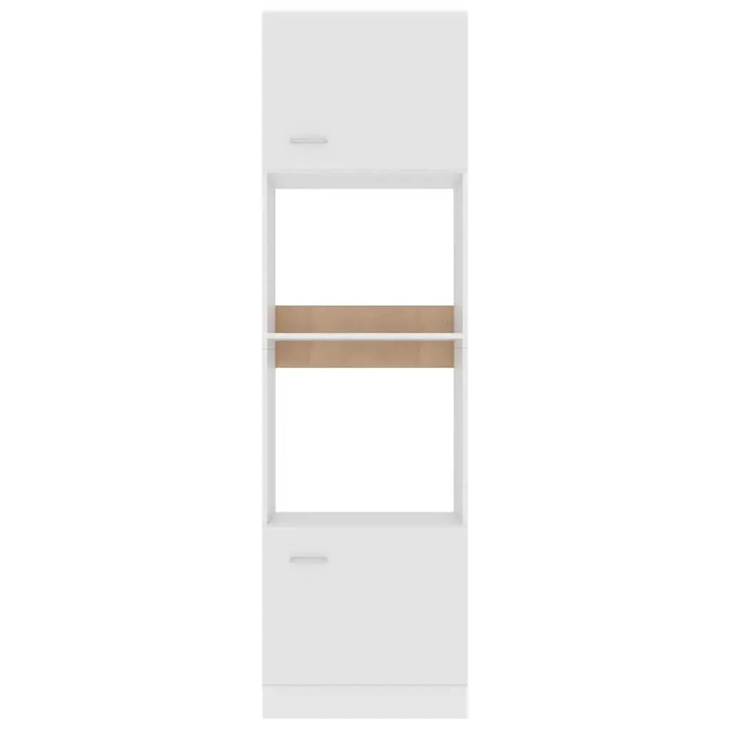 White Microwave Cabinet with Ample Storage