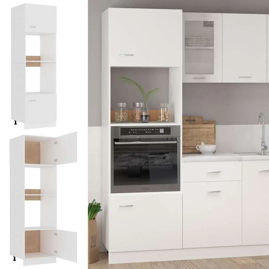 White Microwave Cabinet with Ample Storage