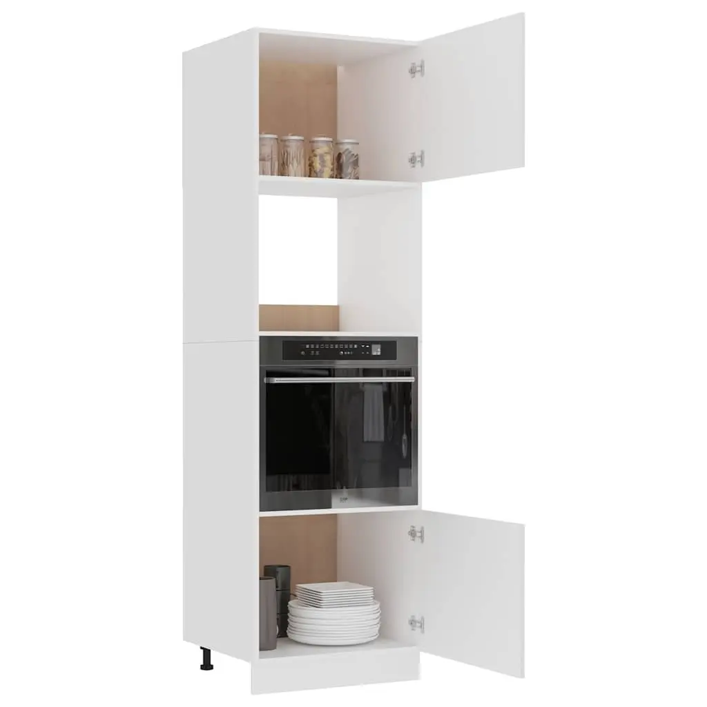 White Microwave Cabinet with Ample Storage