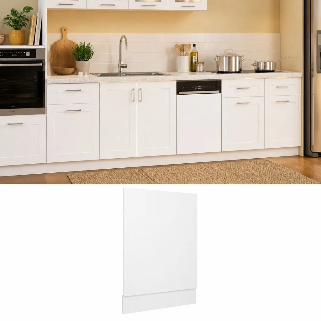 Dishwasher Panel Engineered Wood White 45cm x 3cm x 67cm Kitchen Cabinet Cover
