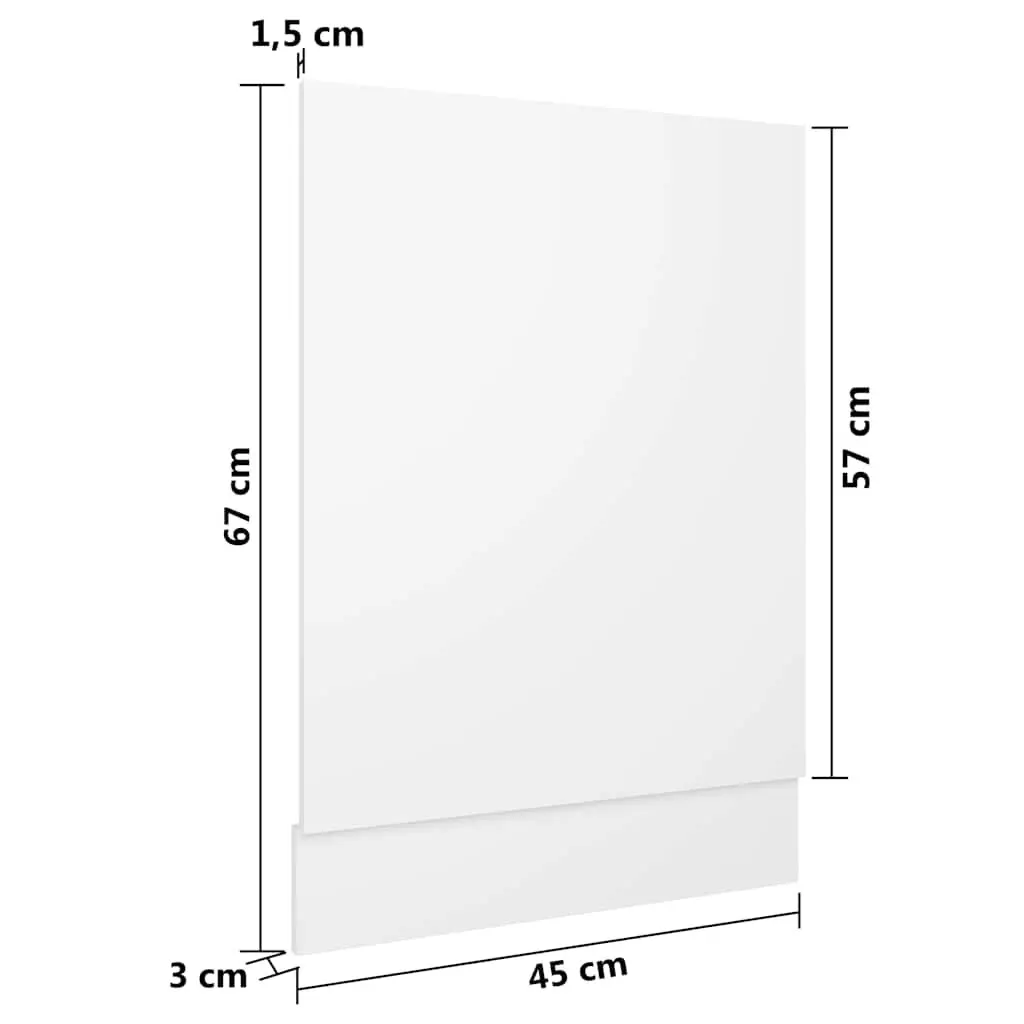 Dishwasher Panel Engineered Wood White 45cm x 3cm x 67cm Kitchen Cabinet Cover