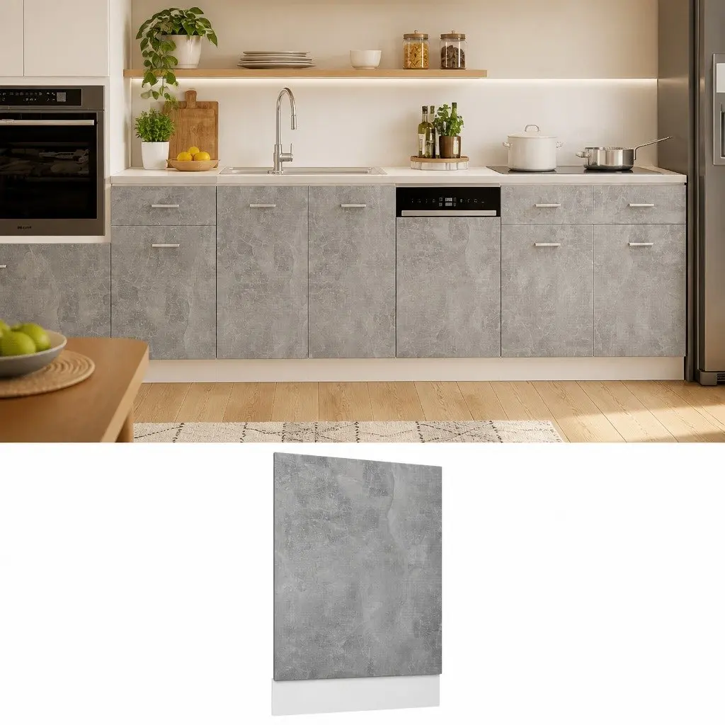 Grey Dishwasher Panel 45x3x67cm for Home Kitchens