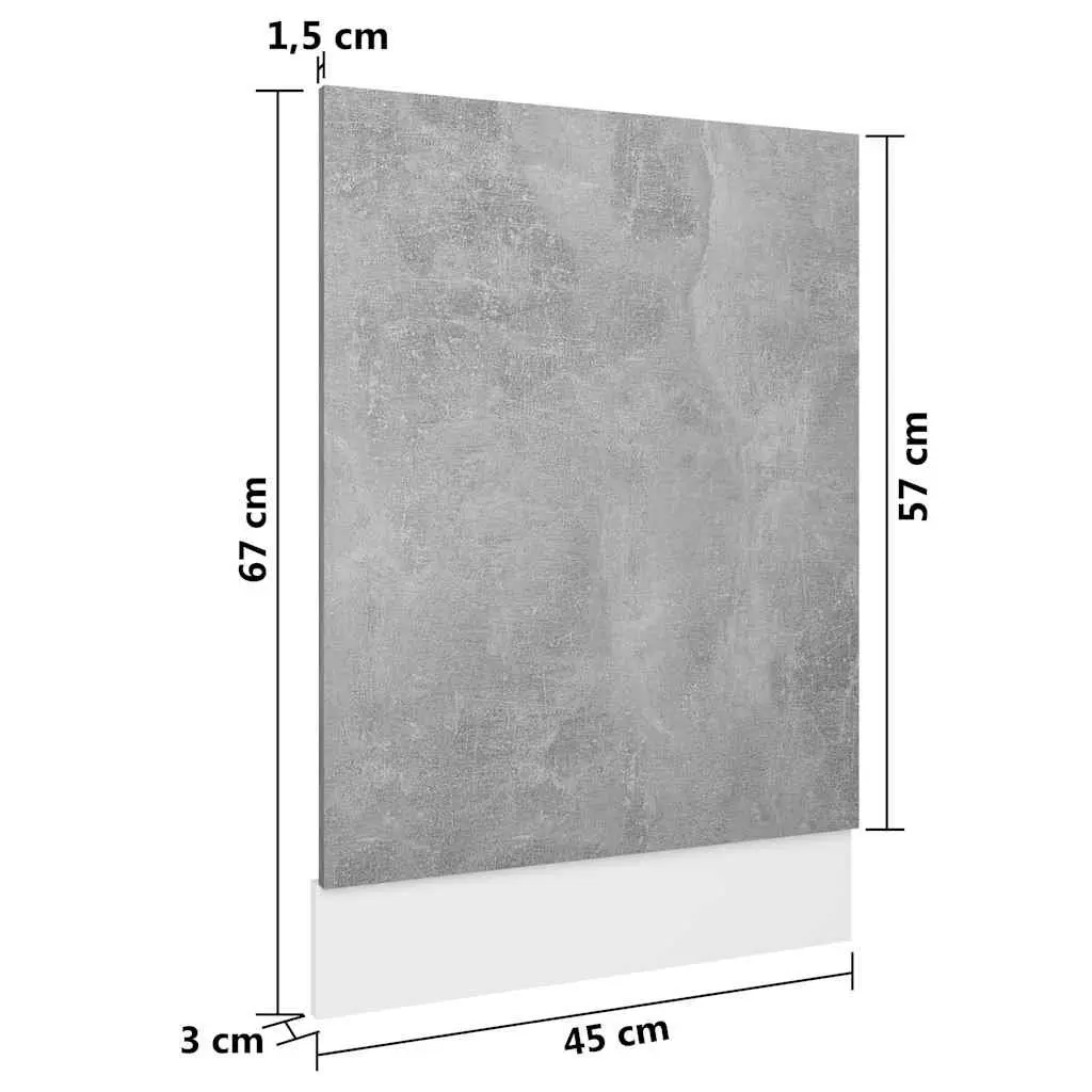 Grey Dishwasher Panel 45x3x67cm for Home Kitchens