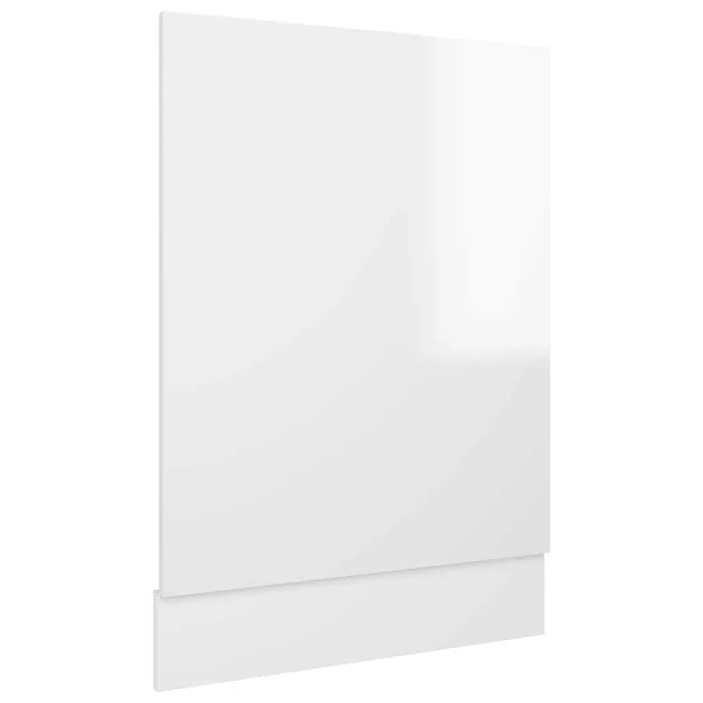 High Gloss White Dishwasher Front Panel Engineered Wood 45x3x67cm Kitchen Cabinet Cover