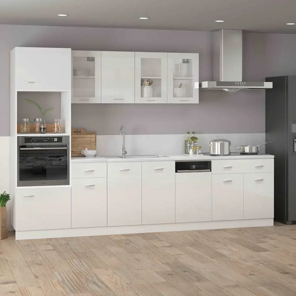 High Gloss White Dishwasher Front Panel Engineered Wood 45x3x67cm Kitchen Cabinet Cover
