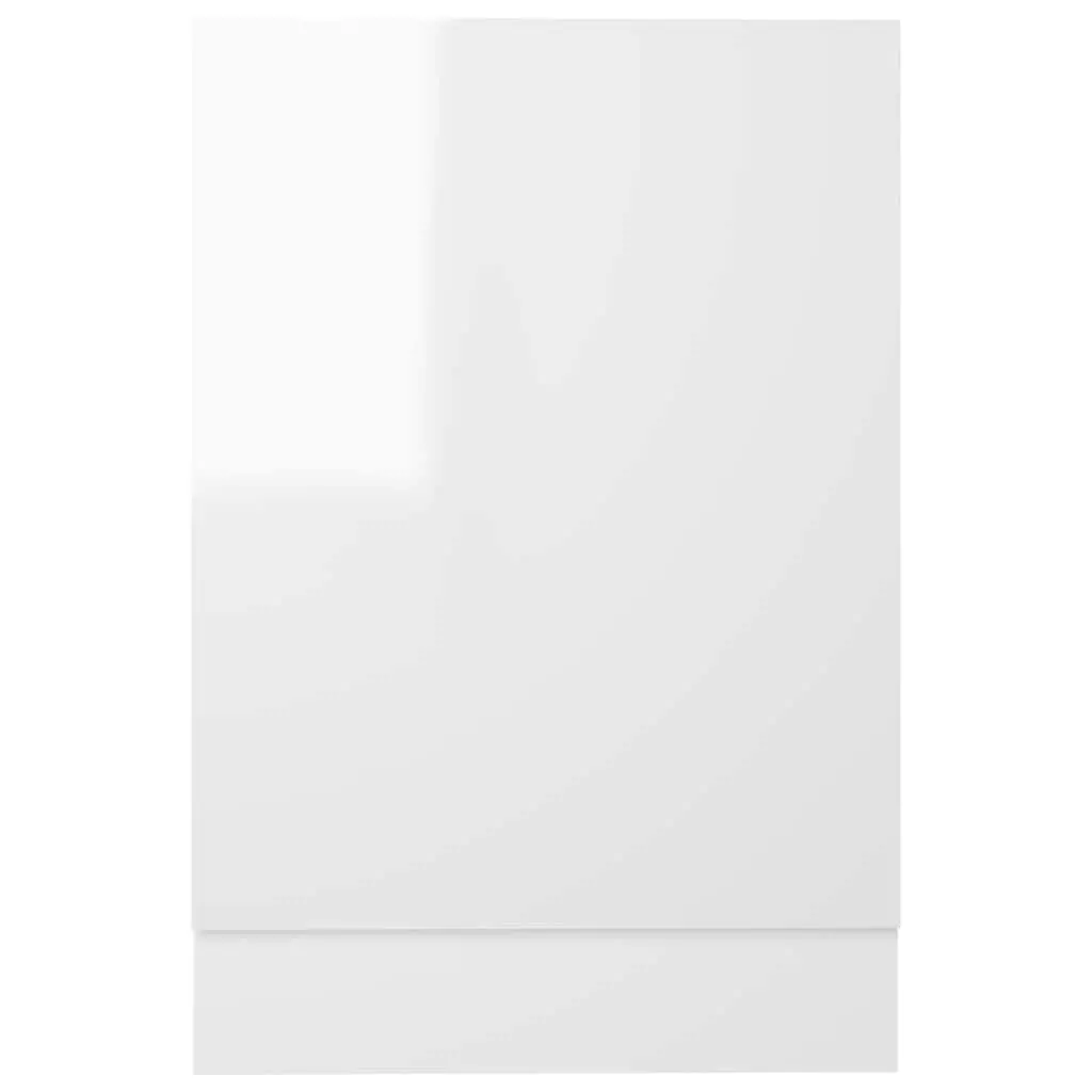 High Gloss White Dishwasher Front Panel Engineered Wood 45x3x67cm Kitchen Cabinet Cover