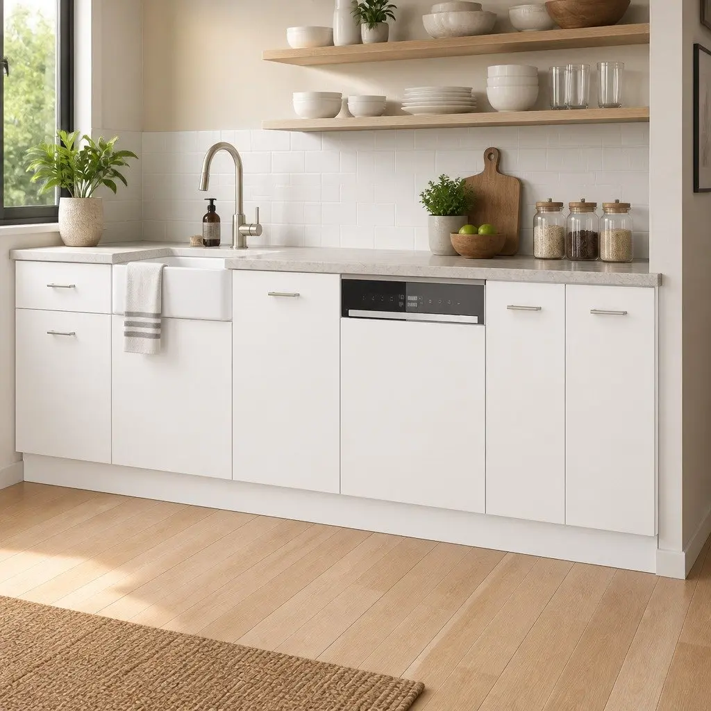 Dishwasher Front Cover Engineered Wood White 67cm Height 59.5cm Width Kitchen Cabinet Integration