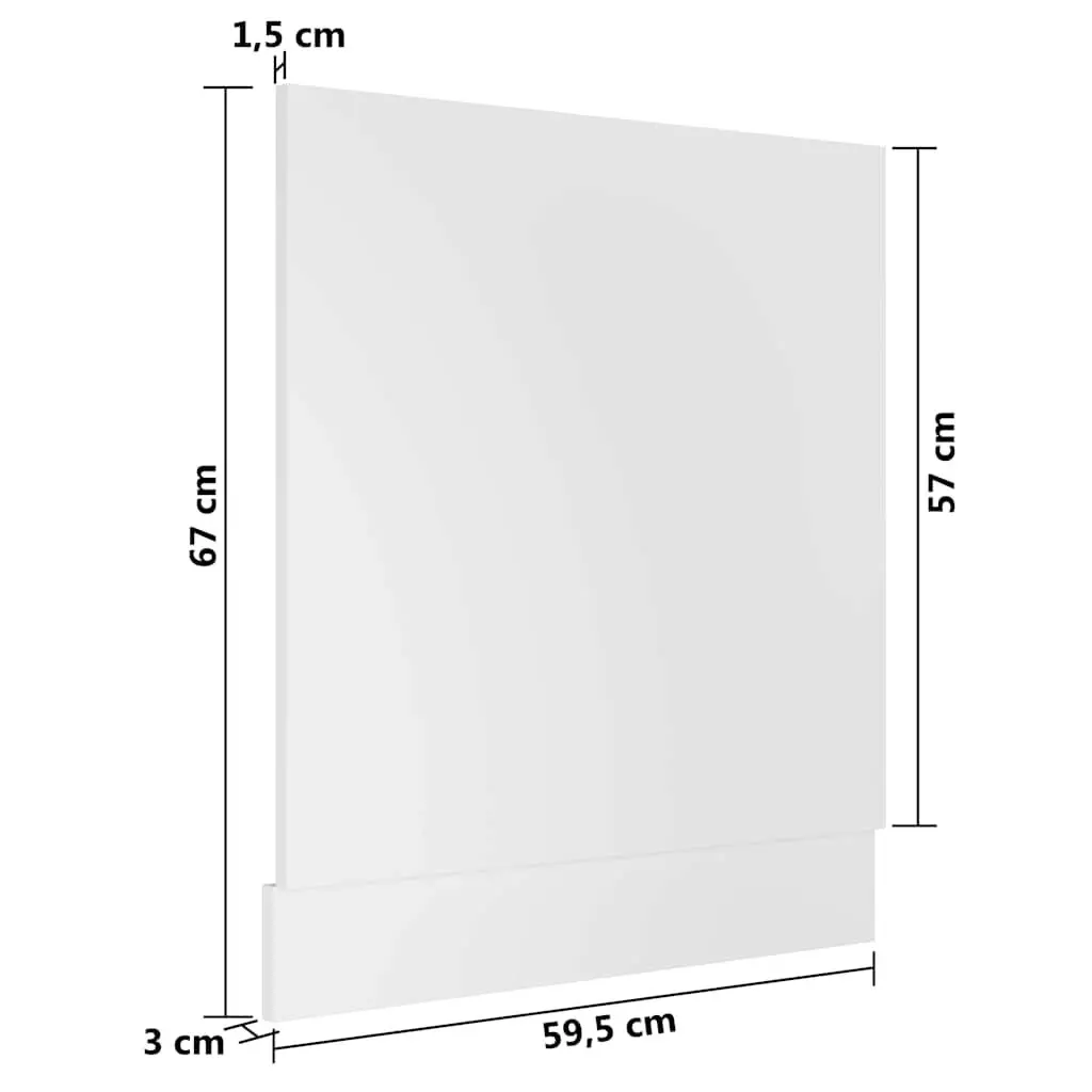 Dishwasher Front Cover Engineered Wood White 67cm Height 59.5cm Width Kitchen Cabinet Integration
