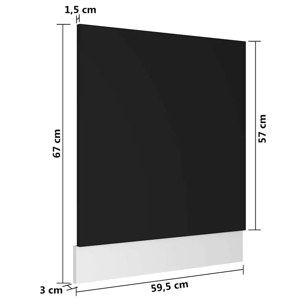 Dishwasher Panel Kitchen Cabinet Front Cover Black Engineered Wood 59.5x67cm