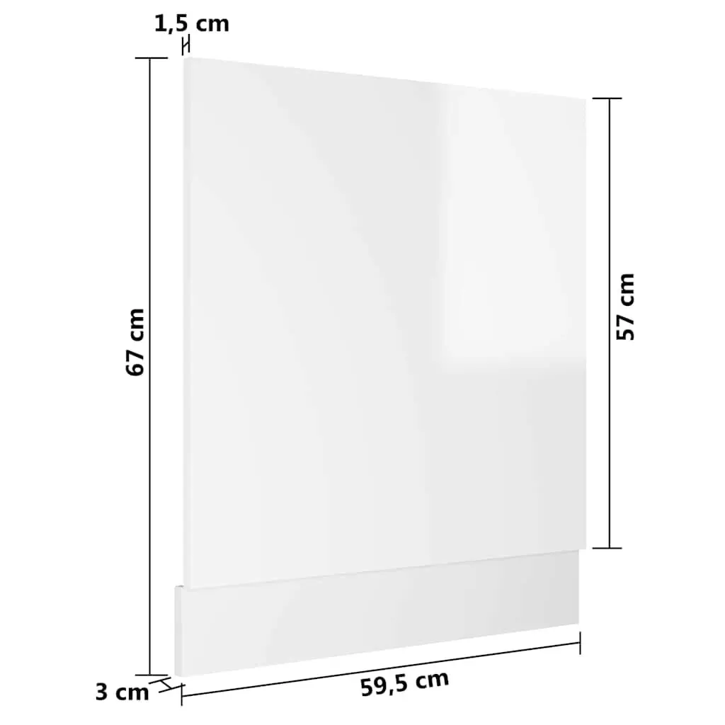 Dishwasher Panel Engineered Wood 59.5 x 3 x 67 cm White High Gloss