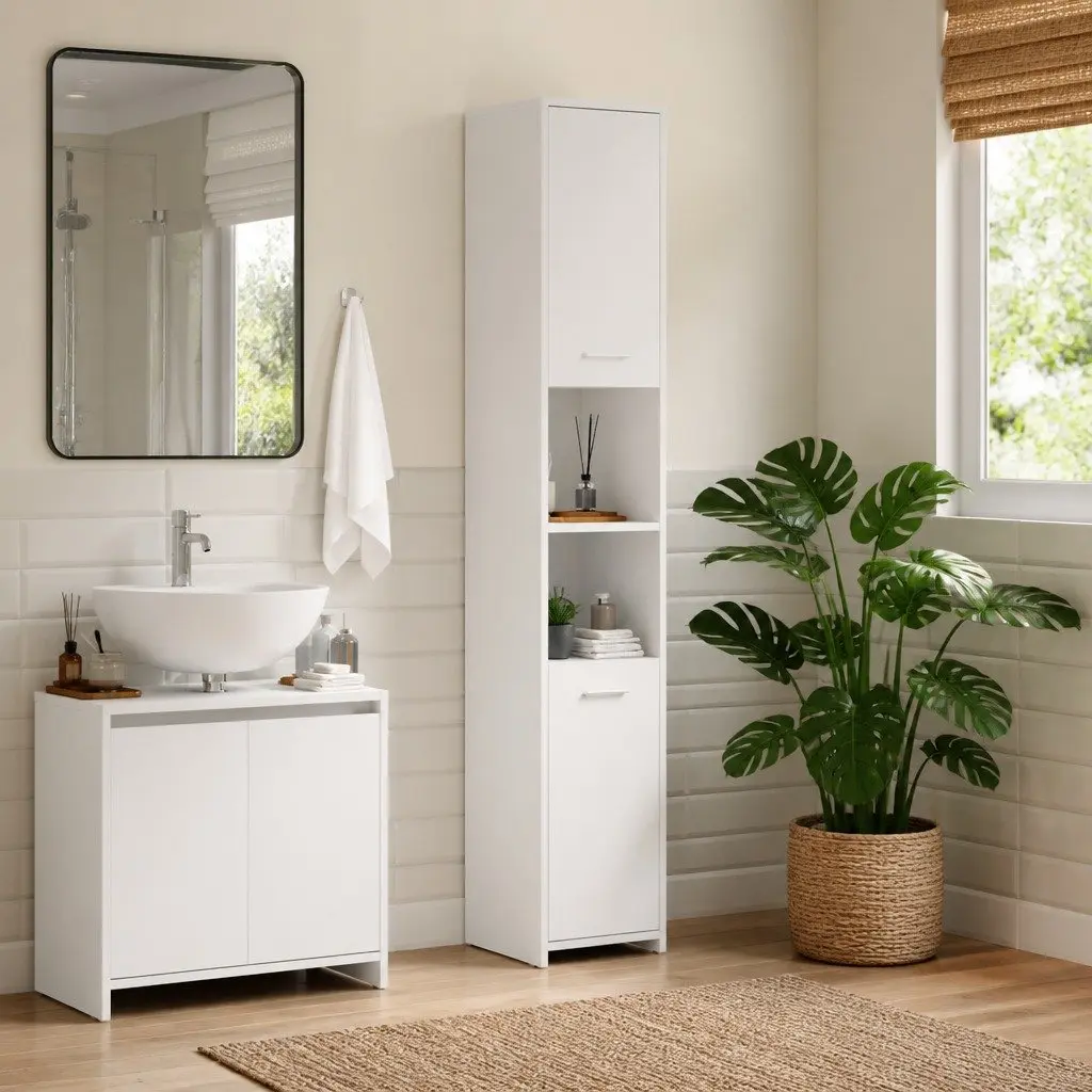 White Bathroom Cabinet 30x30x183.5 cm