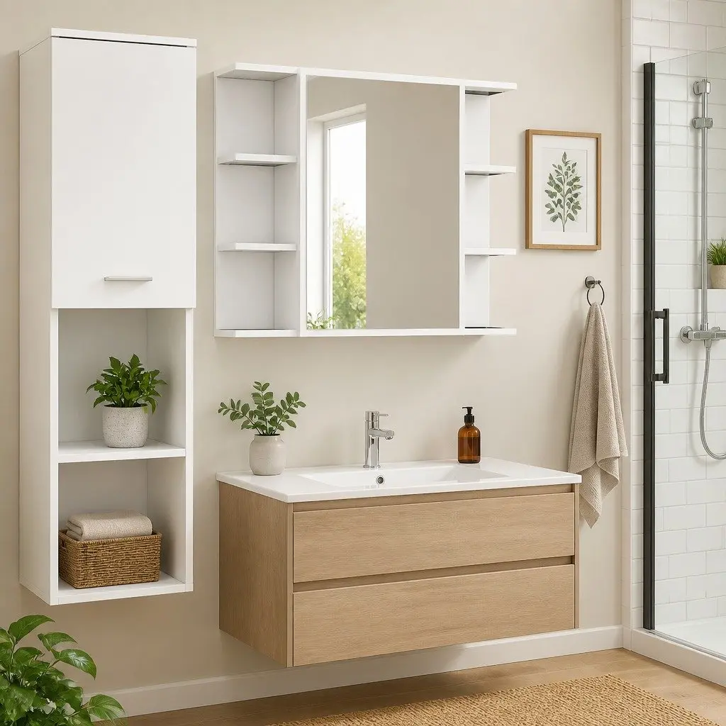 Bathroom Cabinet Engineered Wood Wall Mounted White 80 x 20.5 x 64 cm