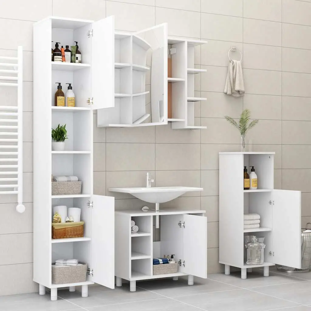 Bathroom Cabinet Engineered Wood Wall Mounted White 80 x 20.5 x 64 cm