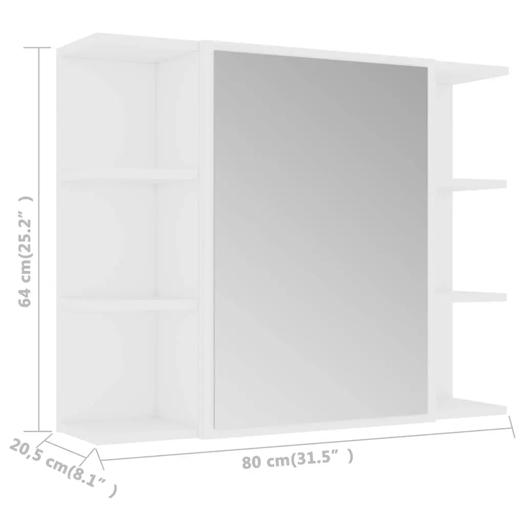 Bathroom Cabinet Engineered Wood Wall Mounted White 80 x 20.5 x 64 cm