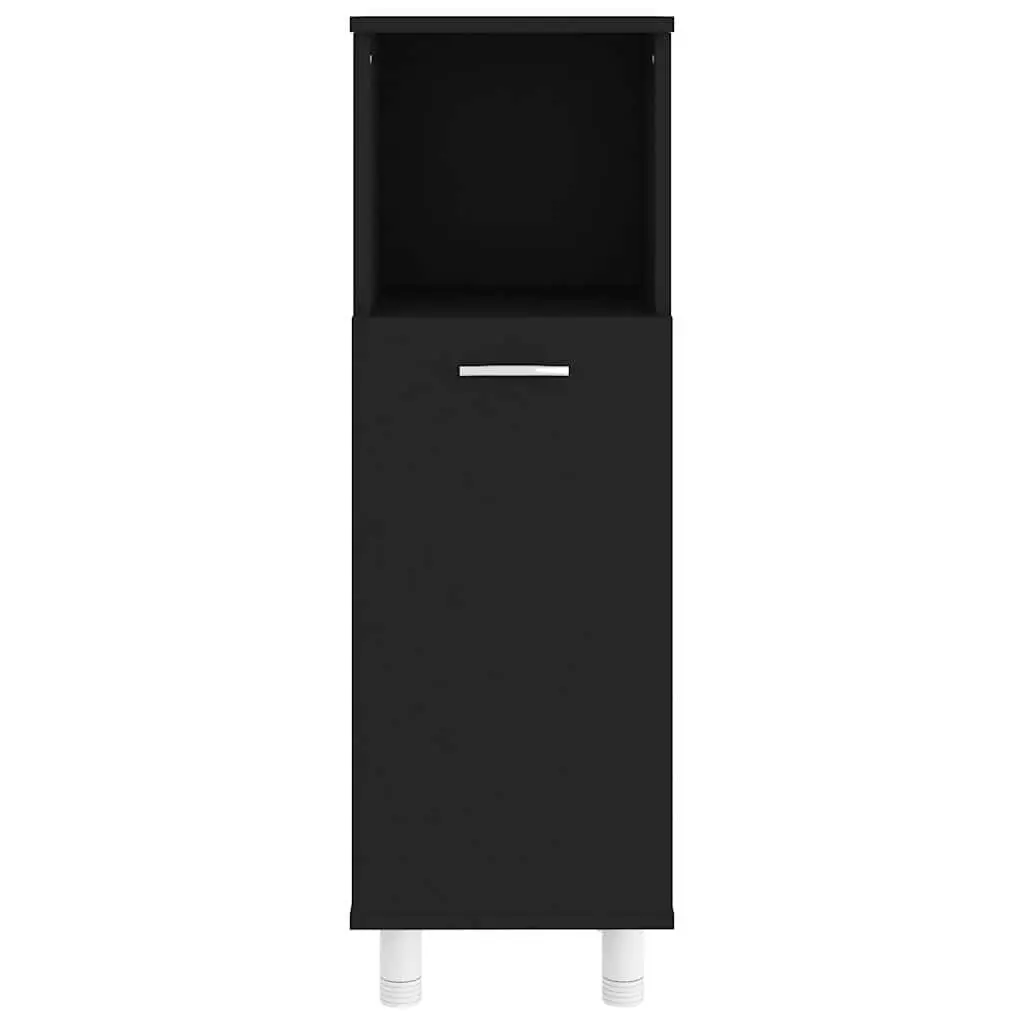 Black Engineered Wood Bathroom Cabinet 30x30x95cm Storage Cupboard with Door