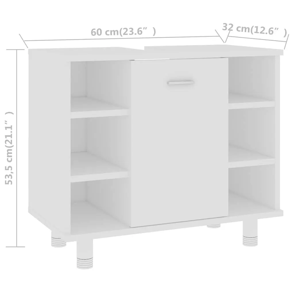 Bathroom Cabinet Engineered Wood White 7 Compartments