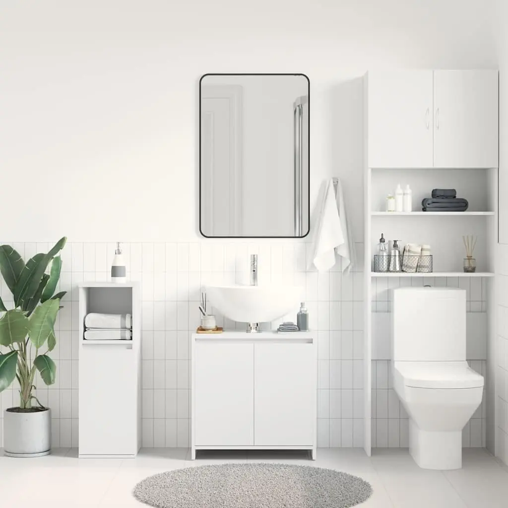Bathroom Cabinet Engineered Wood 60x33x61 cm White 2 Door