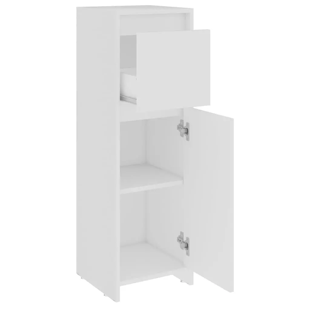Bathroom Cabinet Engineered Wood 30x30x95 cm White Storage Cupboard Door Drawer