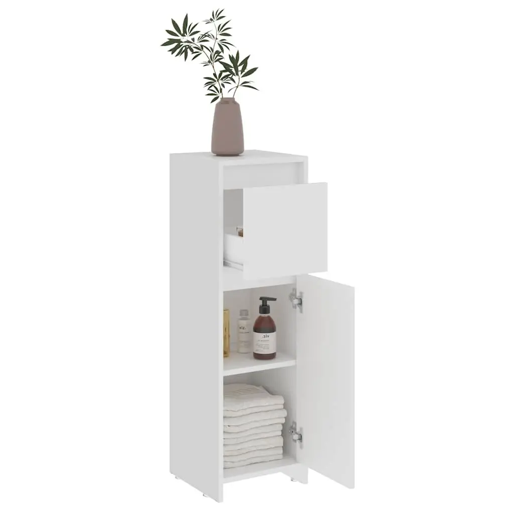 Bathroom Cabinet Engineered Wood 30x30x95 cm White Storage Cupboard Door Drawer