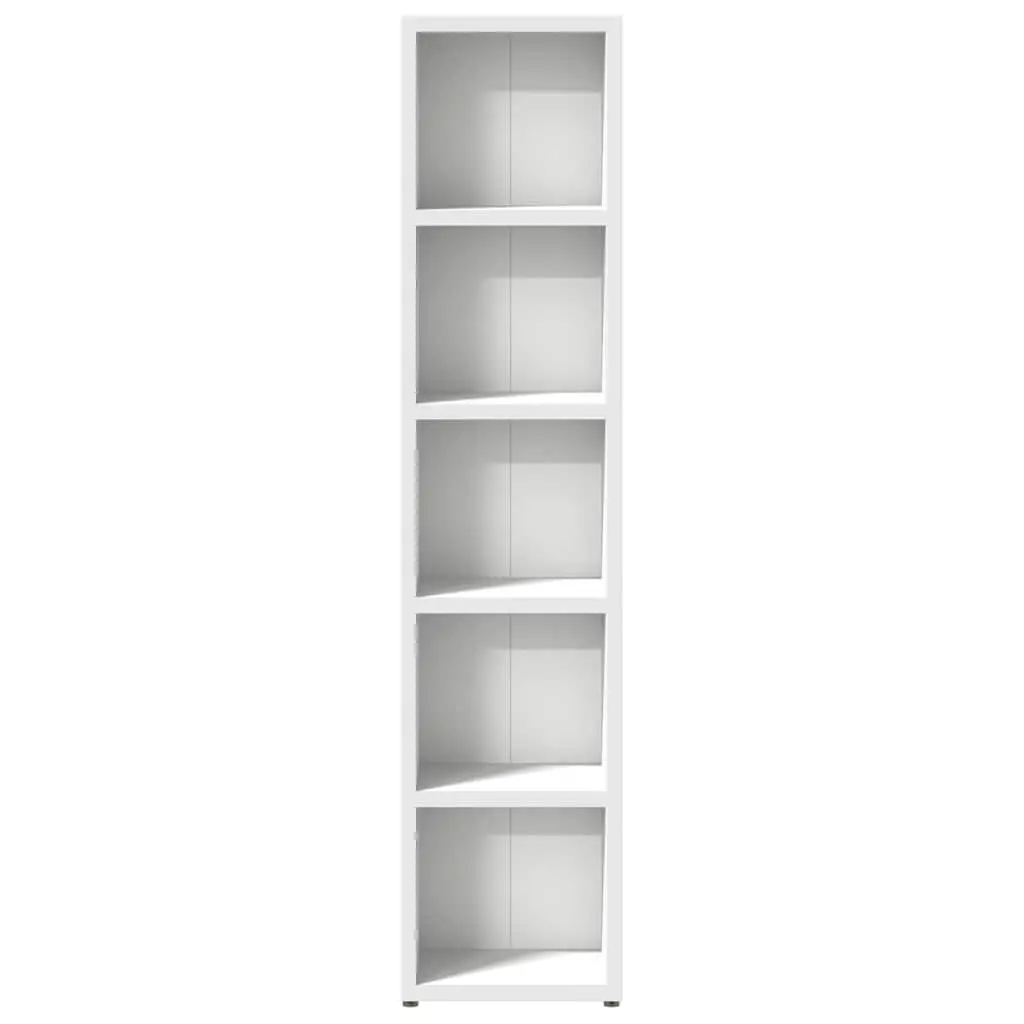 CD Organizer Engineered Wood Tall Slim White Storage Cabinet 2 Piece for Media Collection