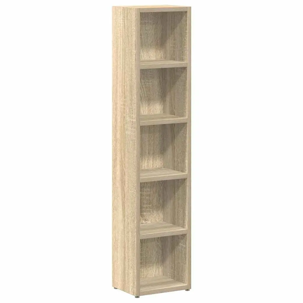 CD Cabinets Engineered Wood Tall Slim Sonoma Oak Media Storage Rack 2 pcs