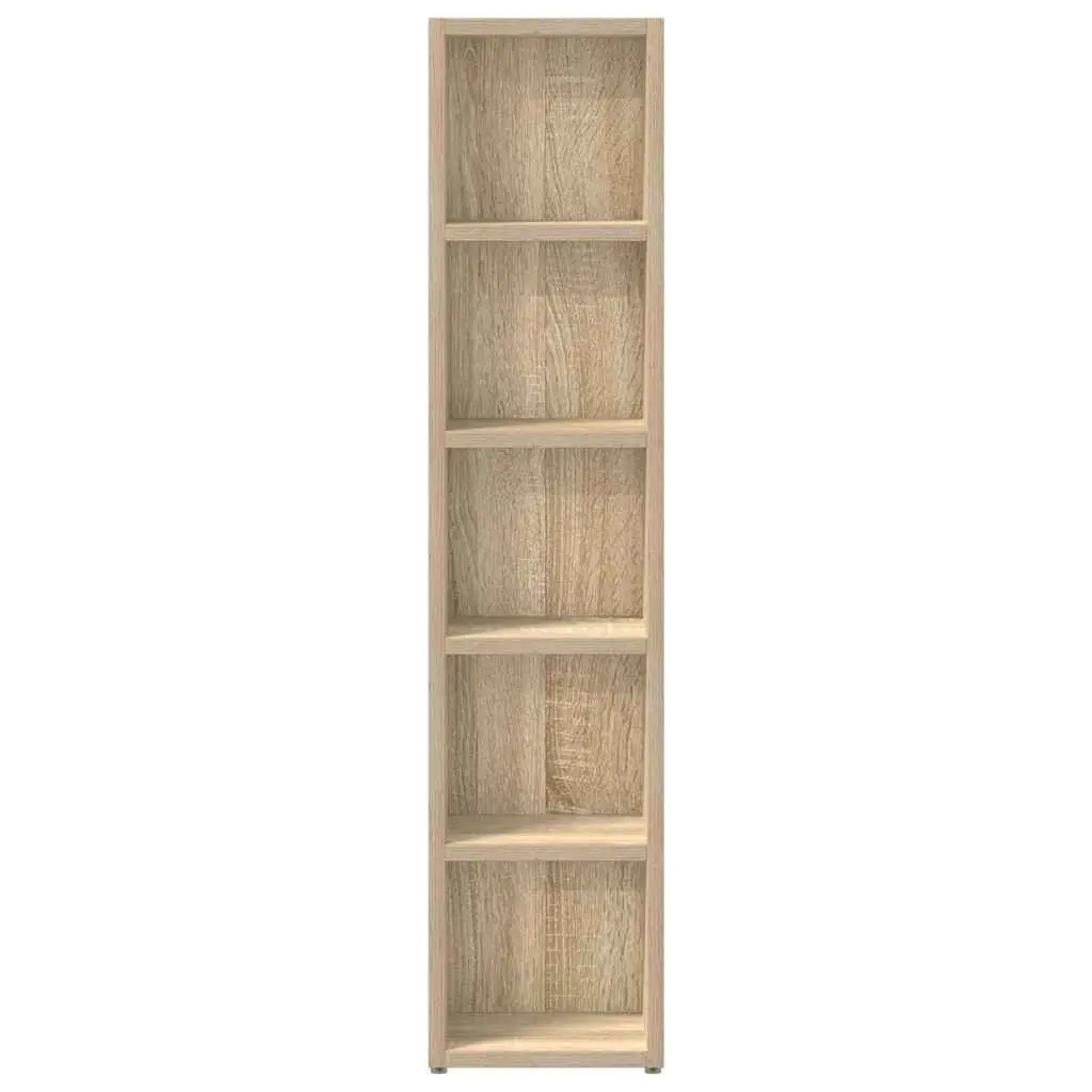 CD Cabinets Engineered Wood Tall Slim Sonoma Oak Media Storage Rack 2 pcs