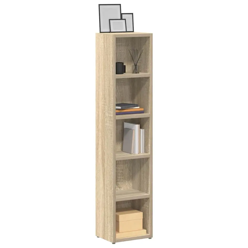 CD Cabinets Engineered Wood Tall Slim Sonoma Oak Media Storage Rack 2 pcs