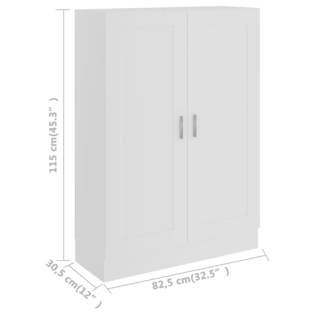 White Book Cabinet Storage Shelving Unit with Doors and Compartments