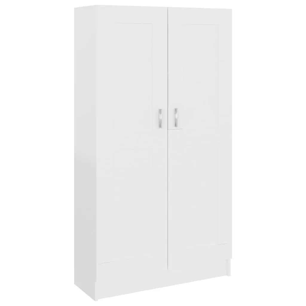 White Engineered Wood Book Storage Cabinet 4 Compartment Shelving Unit with 2 Doors