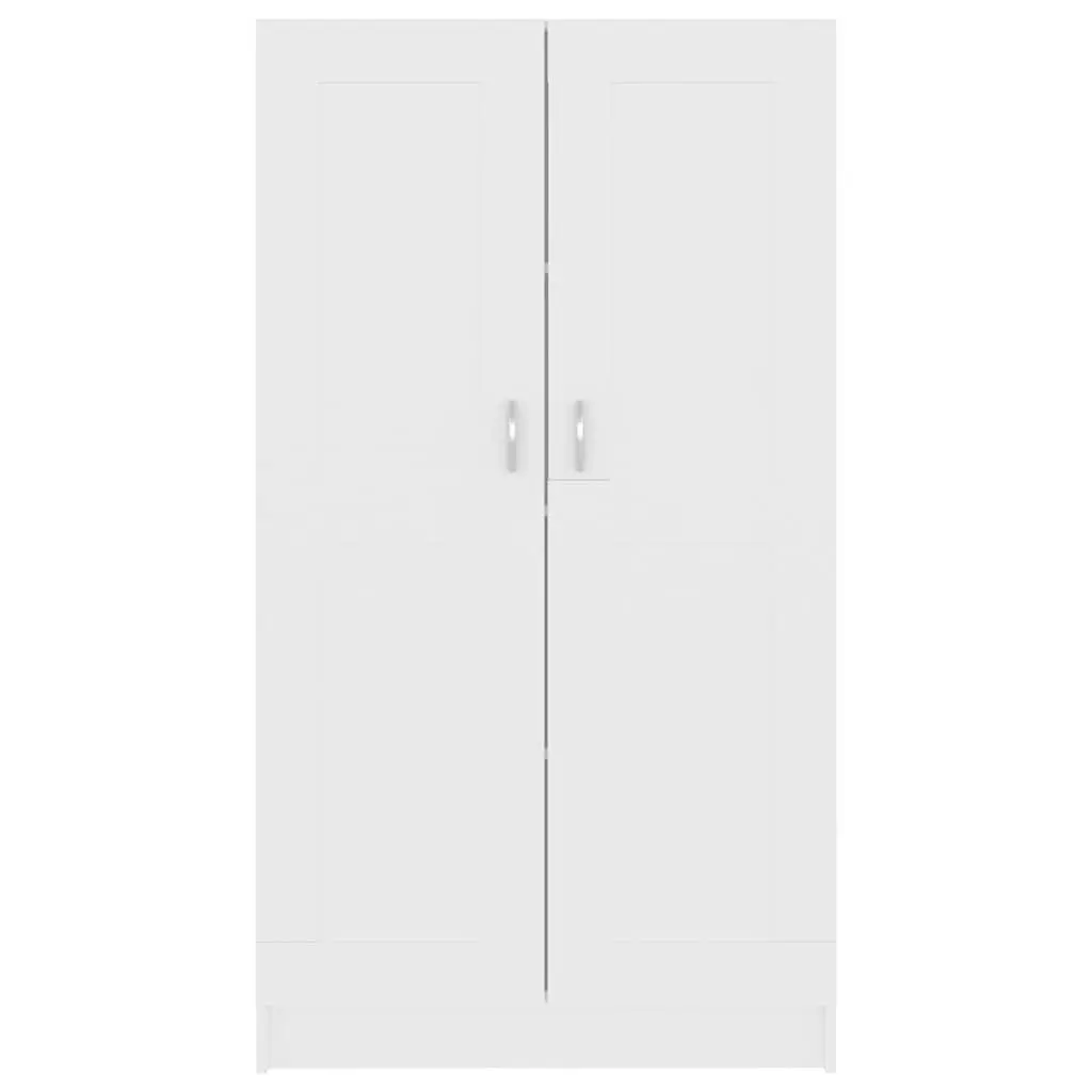 White Engineered Wood Book Storage Cabinet 4 Compartment Shelving Unit with 2 Doors