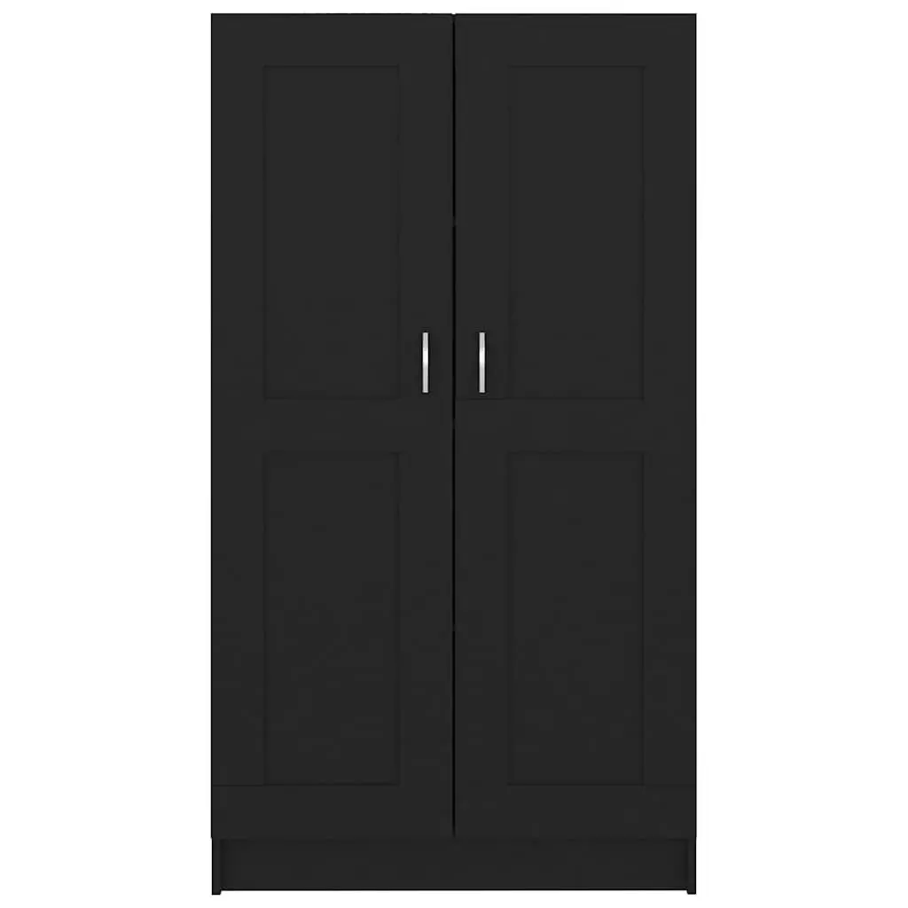 Book Cabinet Engineered Wood 82.5 cm Black Storage Shelving Unit with 4 Compartments and 2 Doors