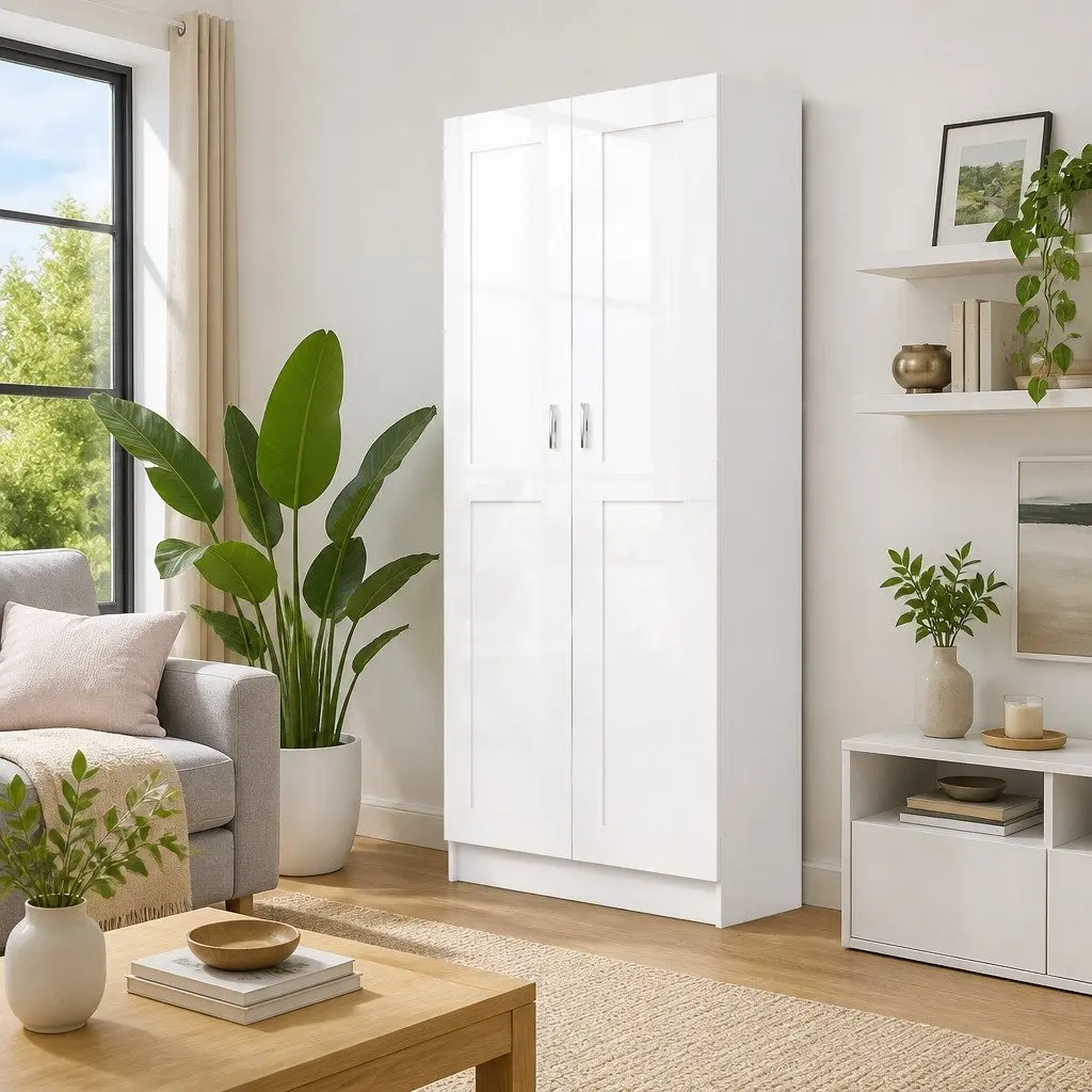 White 5-Shelf Book Cabinet for Home and Office