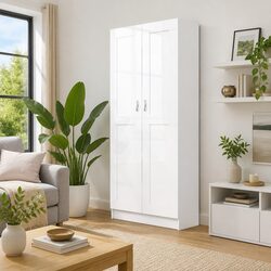 Functional White 5-Shelf Book Cabinet for Home and Office