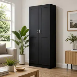 Versatile Black Book Cabinet 82.5x30.5x185.5 cm for Any Room