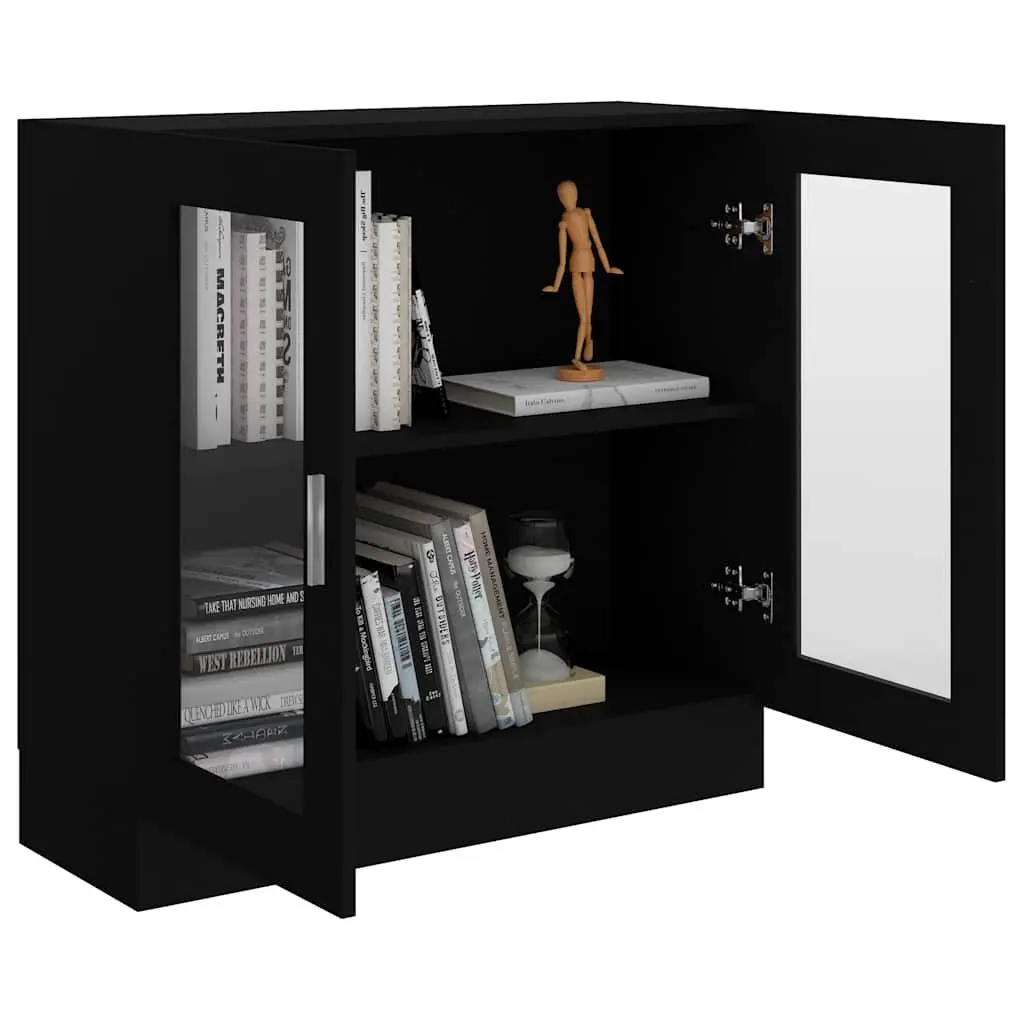 Display Cabinet Black 82.5x30.5x80cm Engineered Wood Bookshelf Storage Shelving