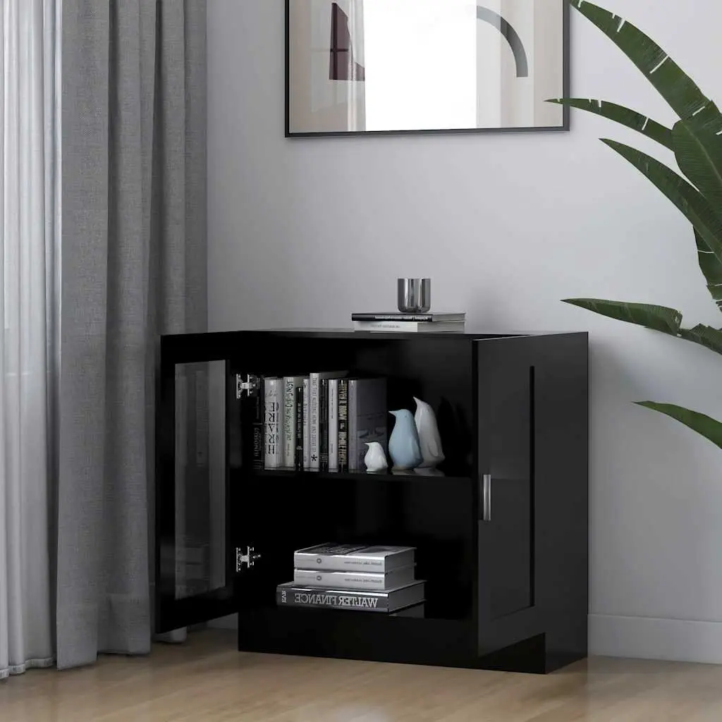 Display Cabinet Black 82.5x30.5x80cm Engineered Wood Bookshelf Storage Shelving