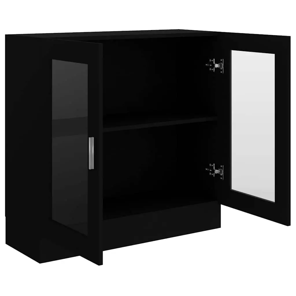 Display Cabinet Black 82.5x30.5x80cm Engineered Wood Bookshelf Storage Shelving