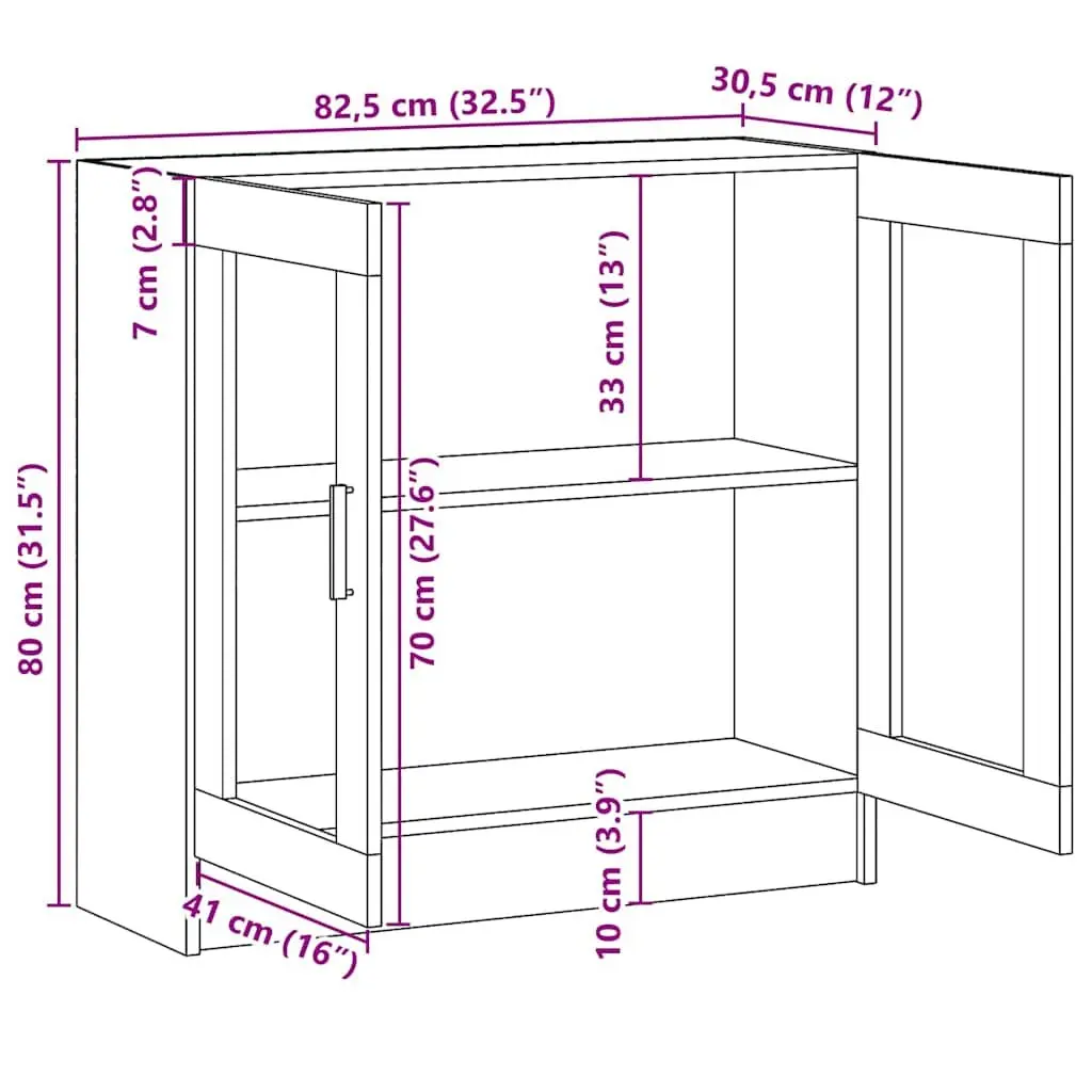Display Cabinet Black 82.5x30.5x80cm Engineered Wood Bookshelf Storage Shelving