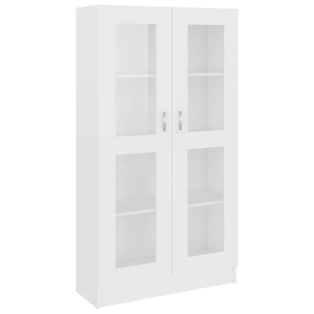 Vitrine Cabinet Storage Display Bookcase 82.5x30.5x150cm Engineered Wood White 4 Compartments 2 Doors
