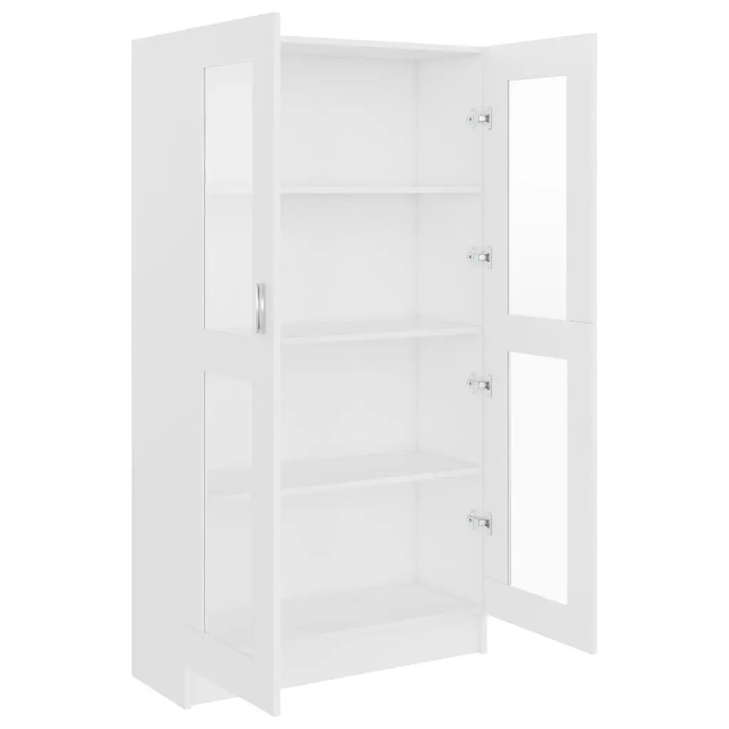 Vitrine Cabinet Storage Display Bookcase 82.5x30.5x150cm Engineered Wood White 4 Compartments 2 Doors