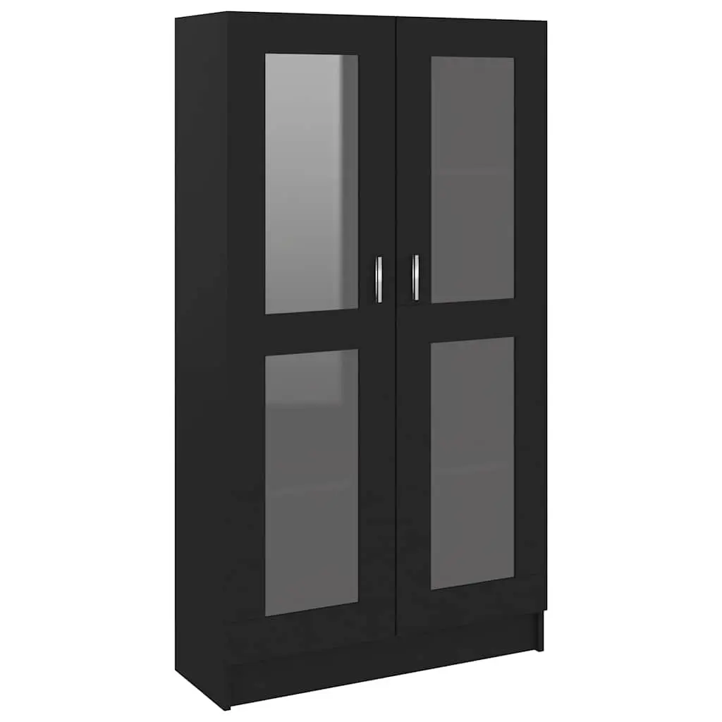 Black Vitrine Cabinet Standing Shelf Bookcase Display Storage 4 Compartments 2