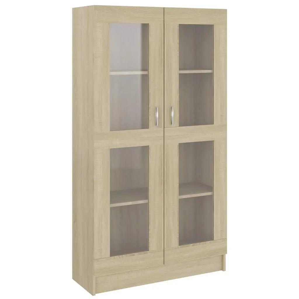 Vitrine Display Cabinet 82.5x30.5x150cm Brown Engineered Wood Bookcase Storage