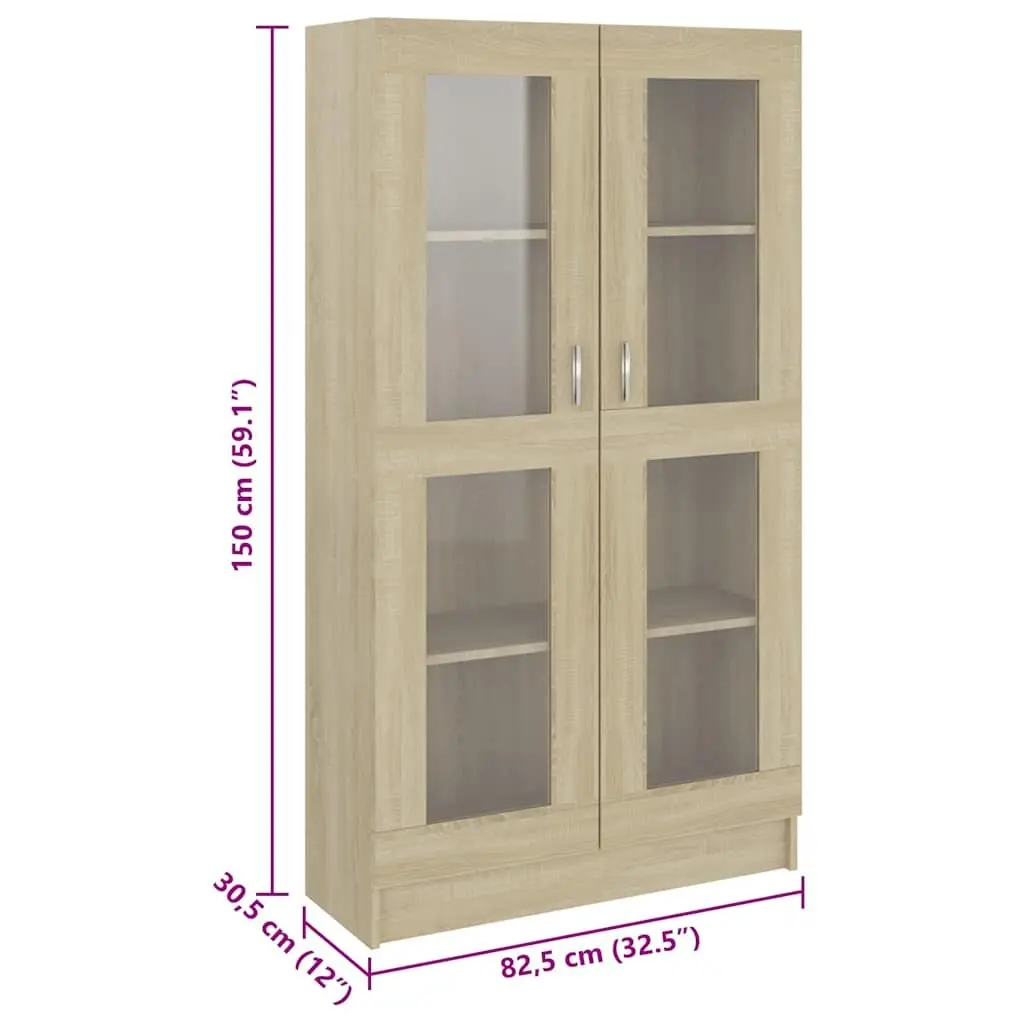 Vitrine Display Cabinet 82.5x30.5x150cm Brown Engineered Wood Bookcase Storage