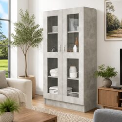 Practical Grey Vitrine Cabinet to Organize Your Living Room