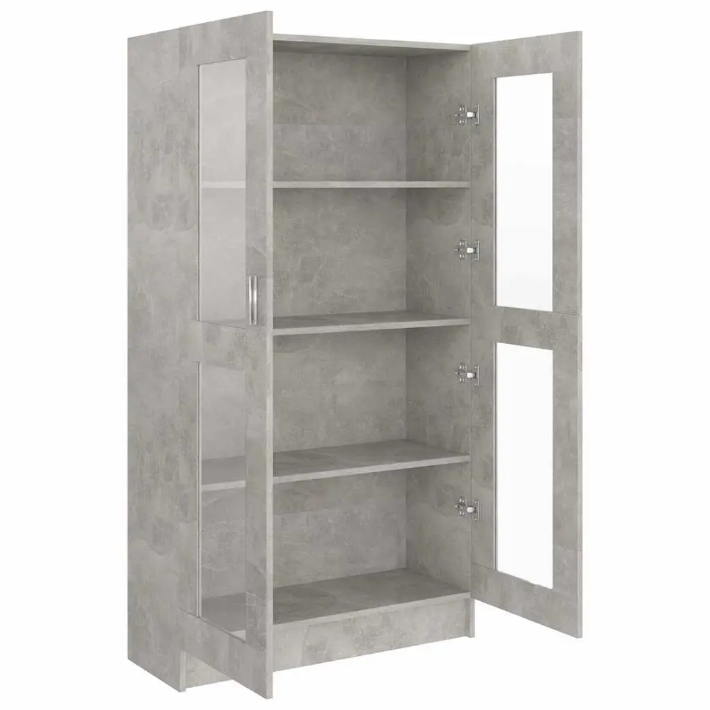 Vitrine Cabinet Engineered Wood Grey 82.5 x 30.5 x 150 cm 4 Compartments 2 Doors