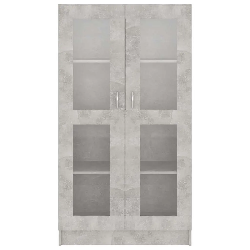 Vitrine Cabinet Engineered Wood Grey 82.5 x 30.5 x 150 cm 4 Compartments 2 Doors