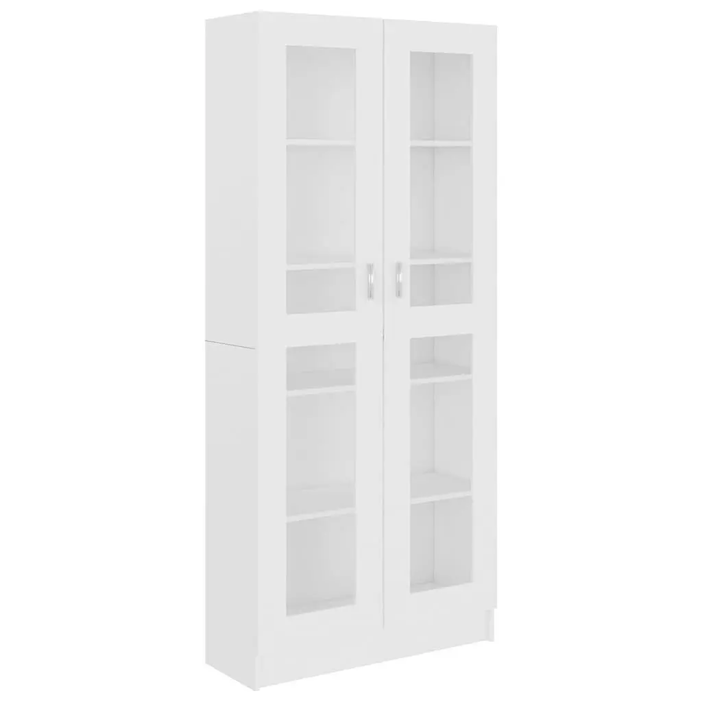 Vitrine Cabinet White 82.5x30.5x185 cm Storage Bookcase Shelving Display Unit